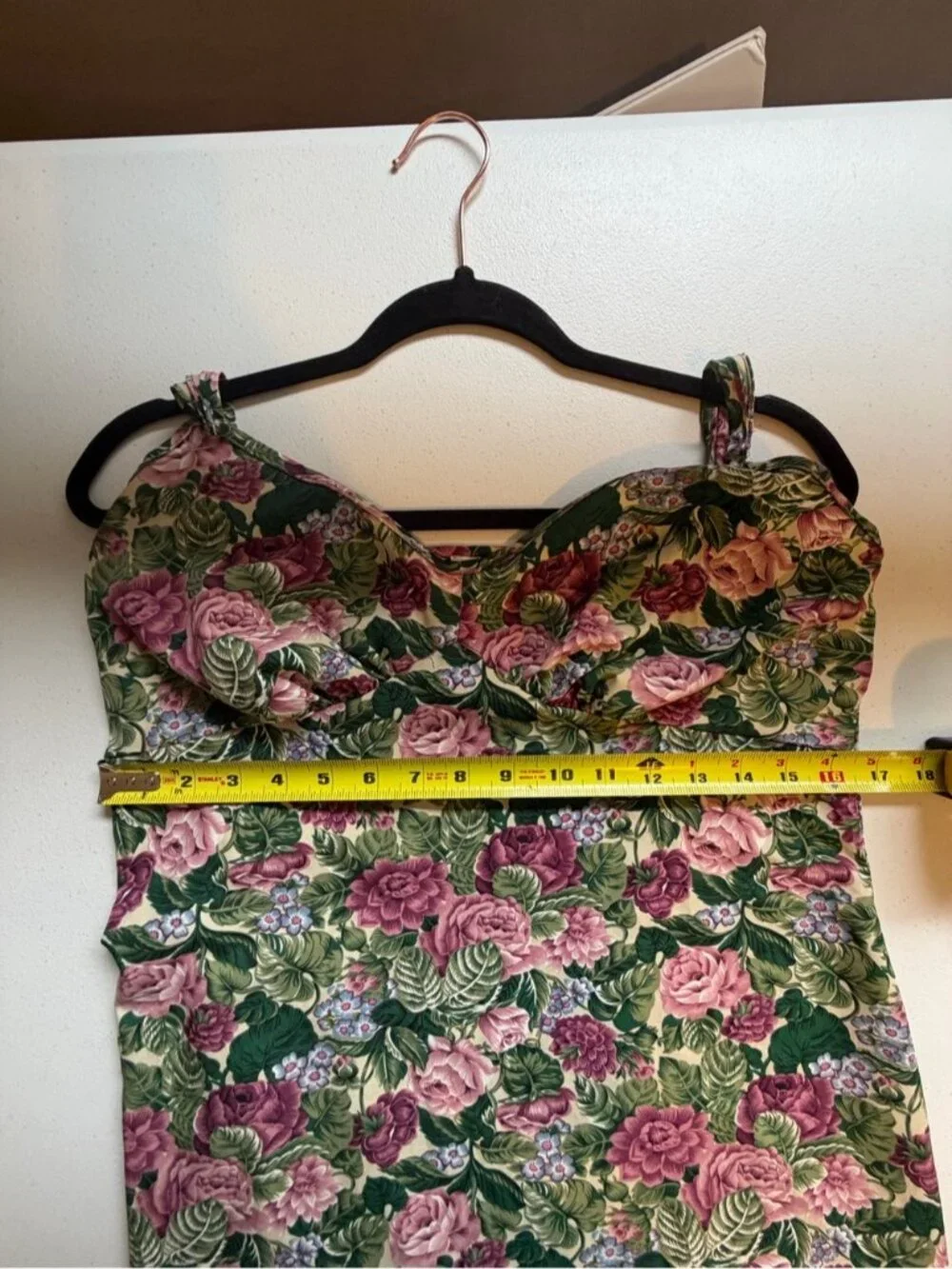 Vintage 80s 90s Floral Rose Lingerie Slip Dress Cottagecore Boudoir Medium Large